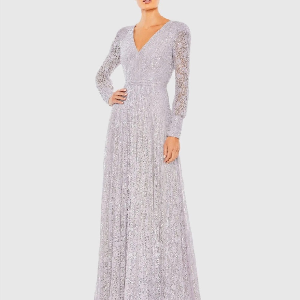 Mac Duggal Lavender Long Sleeve Gown